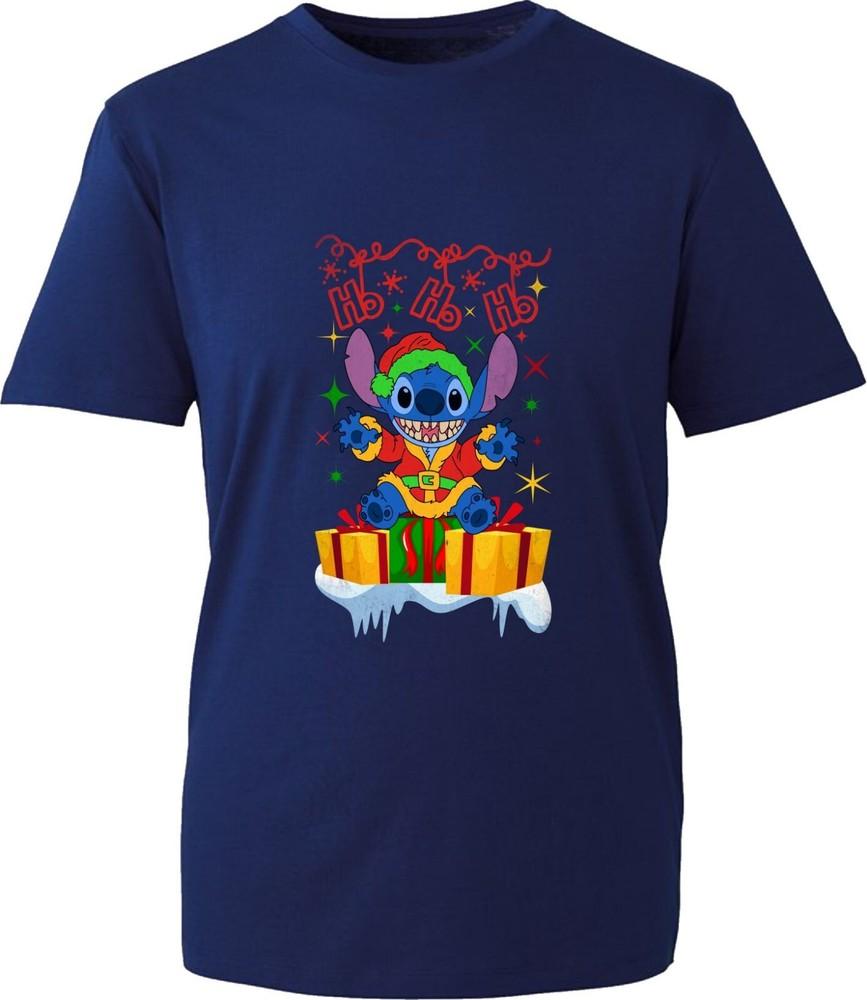 Ho Ho Ho Merry Christmas Funny T Shirt Lilo Stitch Santa Jingle Bells Xmas Top S