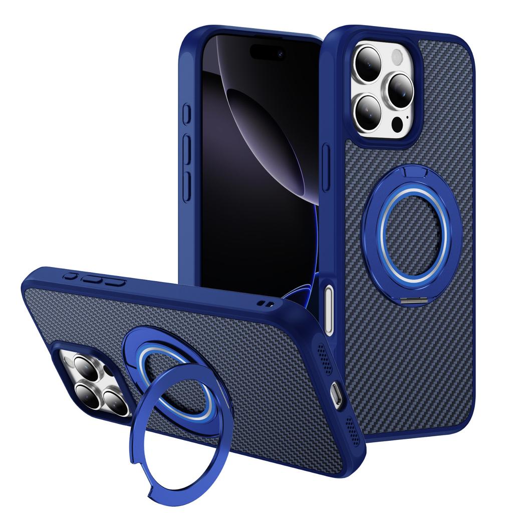 Applicable To Apple 17 Mobile Phone Case Niche High-end Carbon Fiber Grain Kevlar Texture Magnetic Suction Iphone16 15 Fulcrum Shell