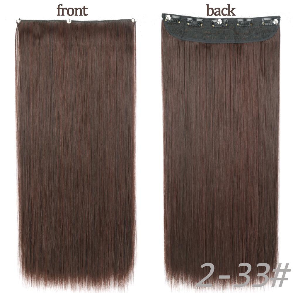 MERISIHAIR Women Fashion Long Straight Synthetic Fiber Hair Extensions 5 Clips Invisible Hairpiece for Daily Wear