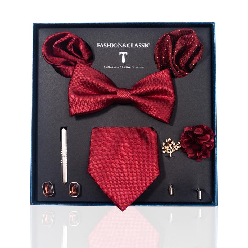 Luxury Groom Tie, Pocket Square & Boutonniere Gift Set for Weddings
