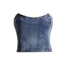 Spring 2025 European & American Sexy Washed Denim Zipper Tube Top