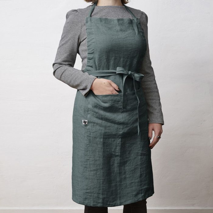 Tablier de Chef ajustable "Soline" 70 x 85 cm Lin lavé - Soline Ardoise