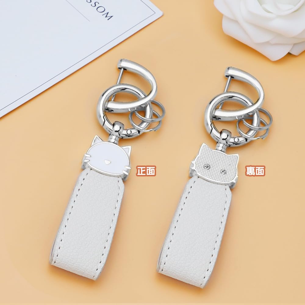 Catland Keychain, Cat, Car, Motorcycle, Key Clip, Keychain, Stylish, Keyring, Anti-lost, Cute Cat (1, Silver)