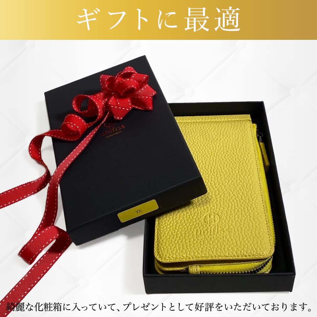 Card Case ID Card Holder with Cosmetic Box Pass holder Ladies Pass holder Long Wallet Wallet Shrink Leather Beige BE [unifiss] Women's Men's