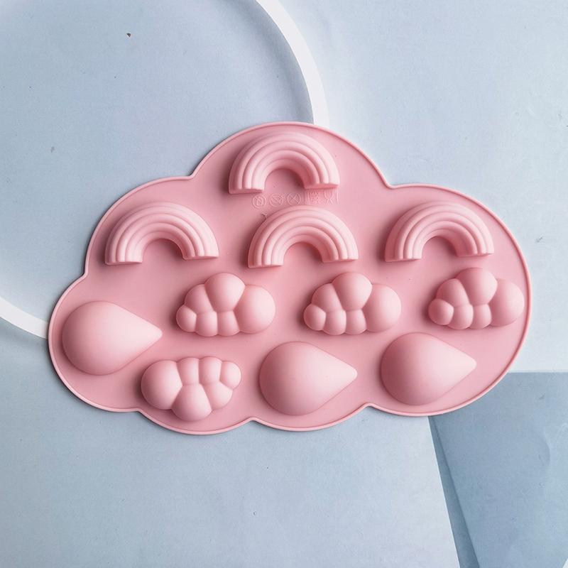 Debesies formos silikoninė vaivorykštės forma fondantiniam torto dekorui, pasidaryk pats želė, ledo kubeliams, pudingui, kepimo įrankis, epoksidinės dervos forma, kepimo indai