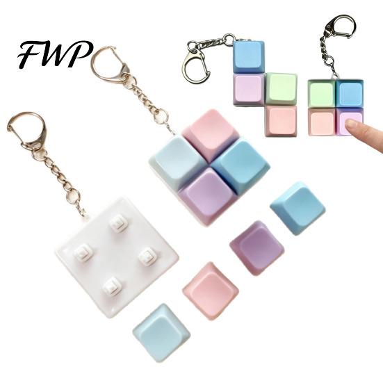 Office Stress Relief Colorful Keyboard Fidget Toys Mechanical Button Clicker Keychain Fingertip Sensory Toy Creative Decompress for Adults Work