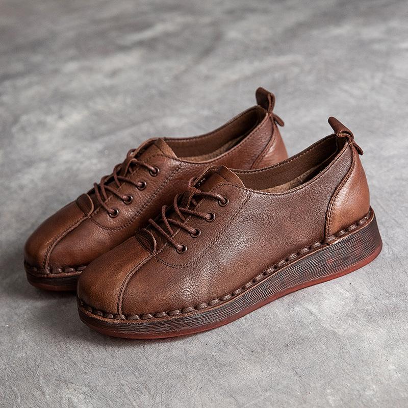 

Модные женские туфли GKTINOO из натуральной кожи на мягкой подошве, весна 2025, новые, винтажные, с круглым носком, на шнуровке, универсальные, удобные, на плоской подошве 225