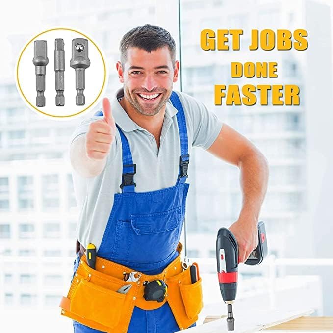 3 Pcs Socket Adapter Set Hex Shank Impact Driver Drill Bits Accessories