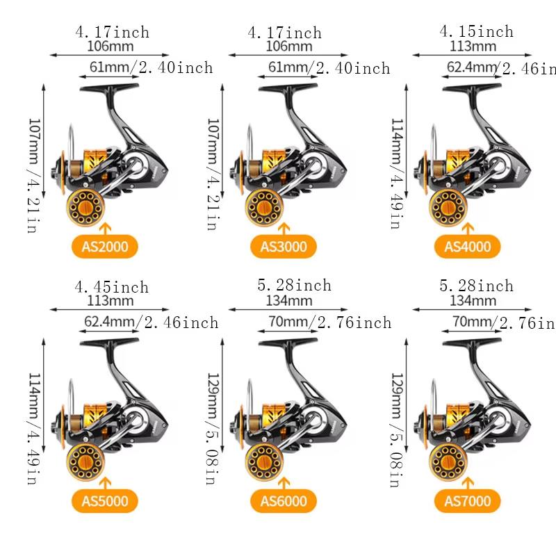 2024 New Spinning Fishing Reel 2000-7000 Max Drag 10kg Surfcasting Spinning Reel Saltwater Jigging Reels Coil Pesca Accesories