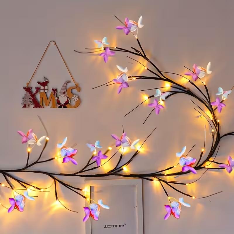 

Butterfly Branch LED String Lights, USB Powered with 8 Lighting Modes for Indoor Room,Wall Decoration Willow Vine Light