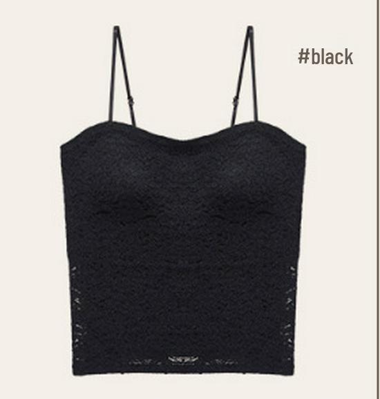 Autumn/Winter Rose Floral Lace Spaghetti Strap Seamless Bandeau Vest