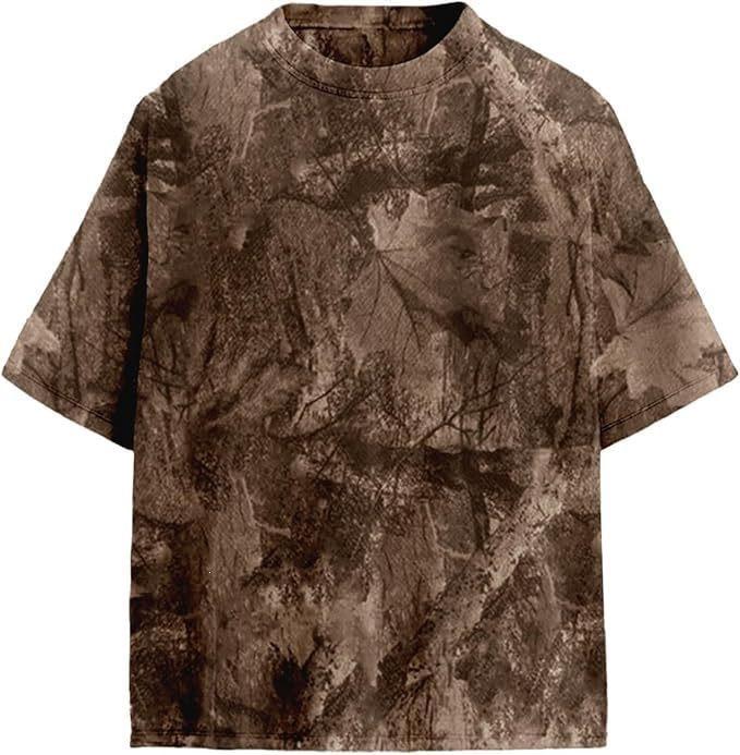 Summer Men's Fashion Trend Slim Fit Casual Branch Camouflage 3D Digital Printing Short-sleeved T-shirt Top