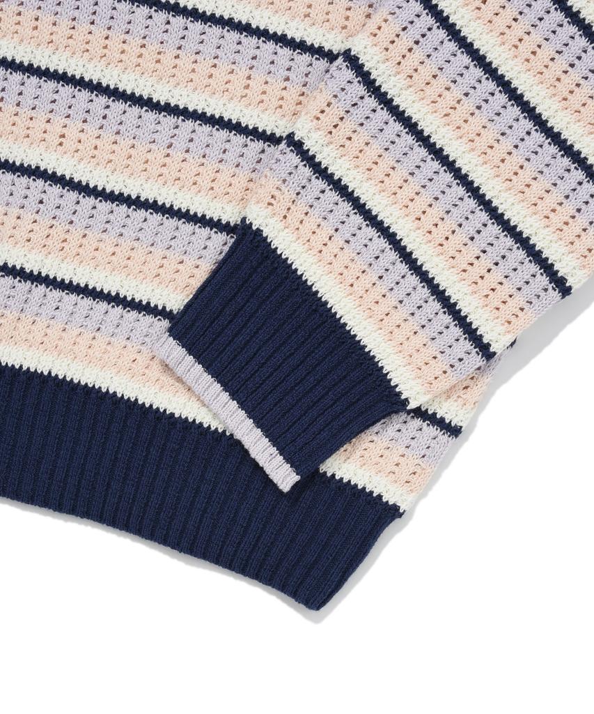 COVERNAT Multi-Stripe Crew Neck Knit Salmon