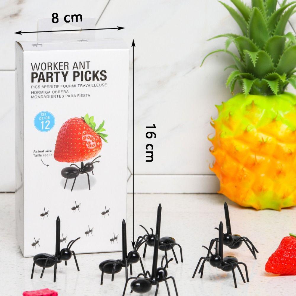 6PCS/12PCS ABS Plastic Ants Moving Fruit Fork Fruit Pick Cake Snack Fork  Party Supplies