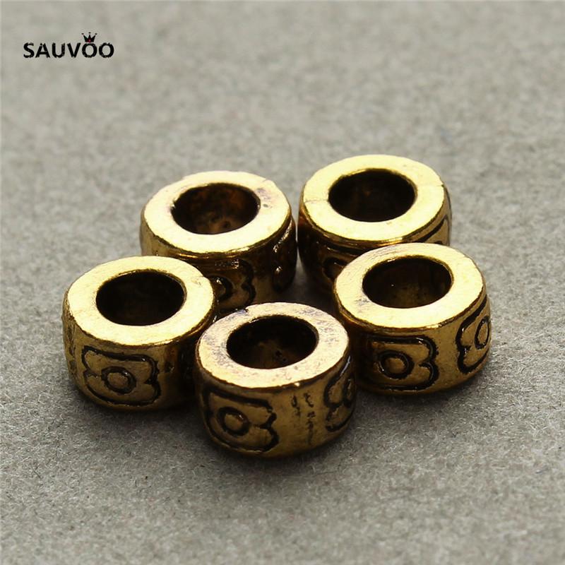 30 Stück Antik-Goldfarbene Crave Große Loch-Abstandshalterperlen 3mm für Europäische Armbänder Halsketten DIY Schmuck Charms Zubehör