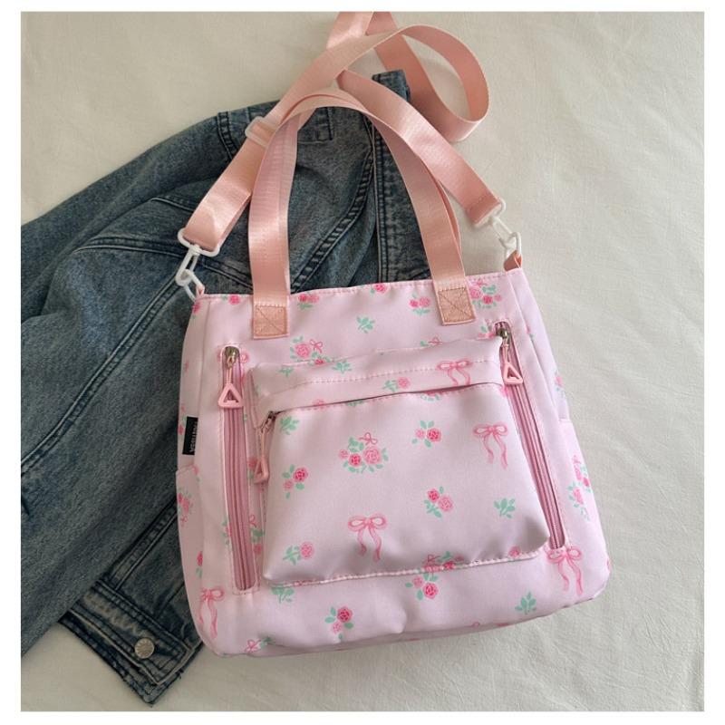 

Новая большая сумка-тоут, сумка для занятий для студента колледжа, маленькая свежая сумка с принтом, сумка через плечо для поездок на работу, сумка-мессенджер, сумка. розовый