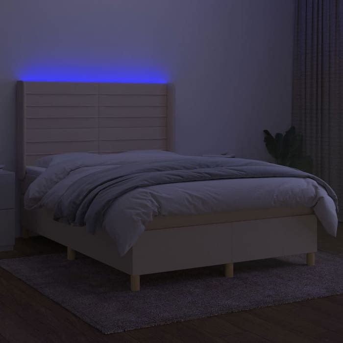 VidaXL Bed Slat Base with Mattress and LED, Upholstered Bed, Double Bed, Adult Bedroom Interior Bed, 3138402
