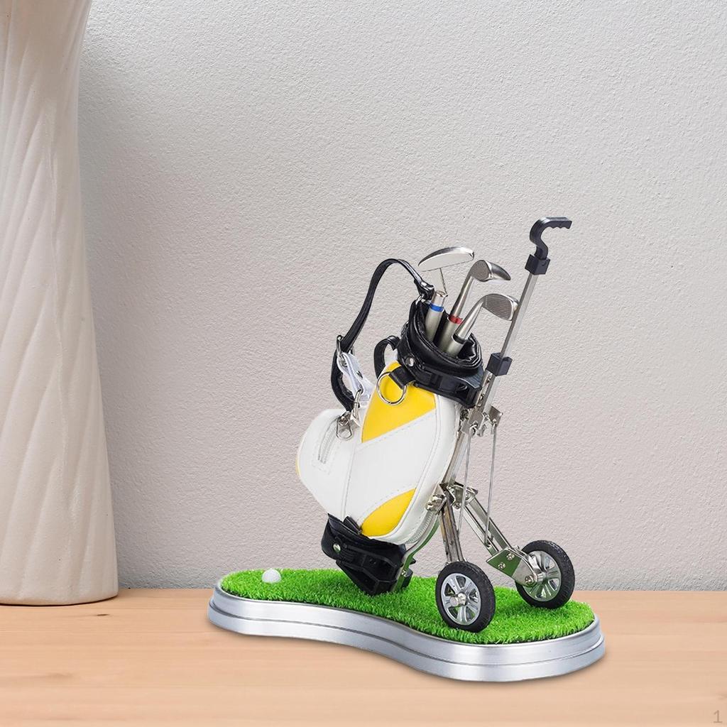 Golf Bag Miniature Pen Holder Souvenir 20x12x20cm Decorative Desk Toy for Home Office Book