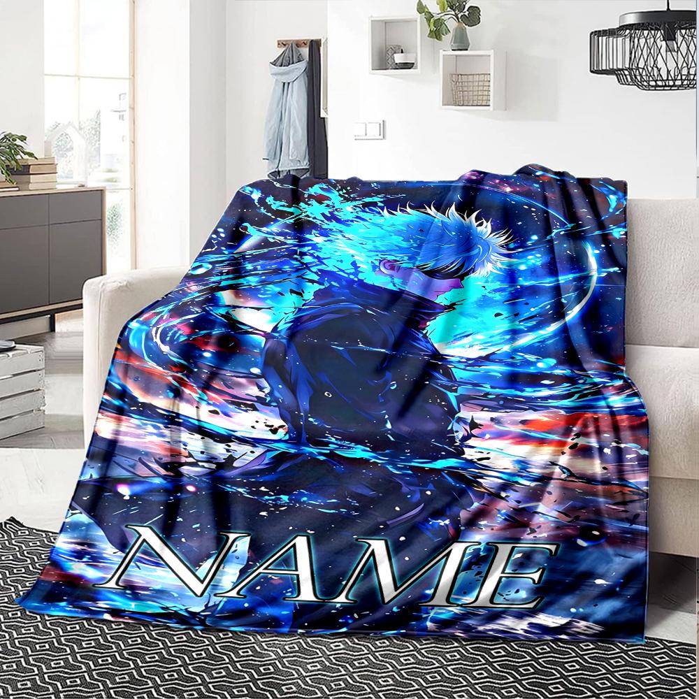 Customiz Name Personality Jujutsu Kaisen Blanket Soft &Warm Sofa Office Bed Travel Lunch Break Blanket, Gift Suitable All Seasons