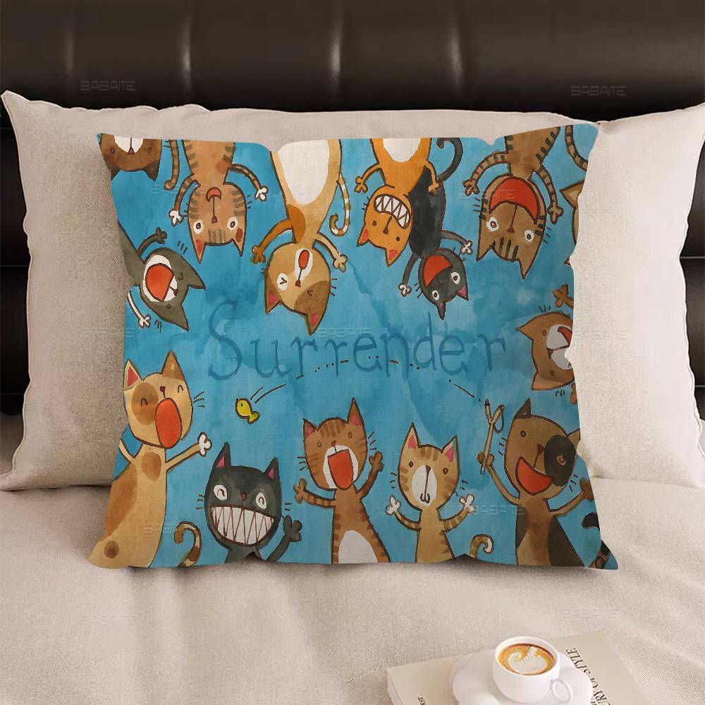 Kawaii Anime Katt Söt Dekorativ Rum Estetik Kuddfodral Heminredning Sovrum Soffa Säng Soffa Kuddfodral 45x45