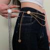 Sparkling Multilayered Metal Waist Chain Rhinestone Decor Golden Silvery Metal Chain Punk Dress Girdle For Women