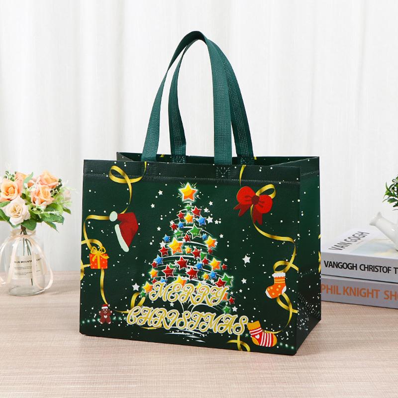 1-10pcs Christmas Gift Bags Navidad Santa Elk Snowflake Tote Bag  New Year Children's Gift Bags Portable Gift Box with Handle