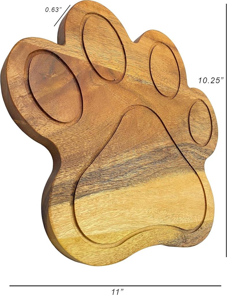 Funny Paw Shaped Wood Cutting Board for Kitchen with Groove, 10.25"L x 11"W Decorative Funny Paw Charcuterie Serving Board