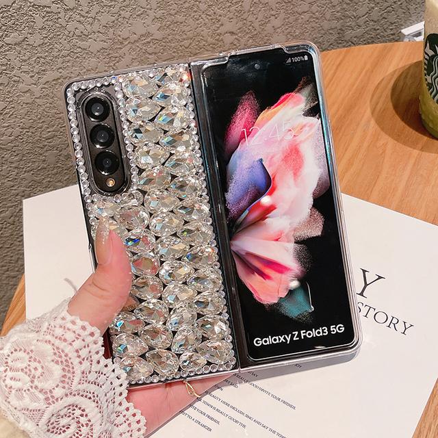 

Роскошный блестящий чехол для телефона со стразами для Samsung Galaxy Z Fold 3 4 Diy Diamond Hard PC Back Cover For Samsung Z Fold 3