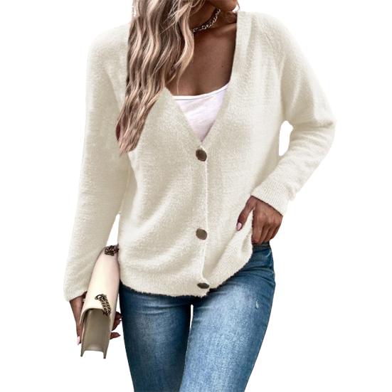 Dámský teplý pletený svetr s hlubokým výstřihem do V, pulovr, svetry s dlouhým rukávem, knoflíkový pletený svetr, kardigan, svrchní oděv