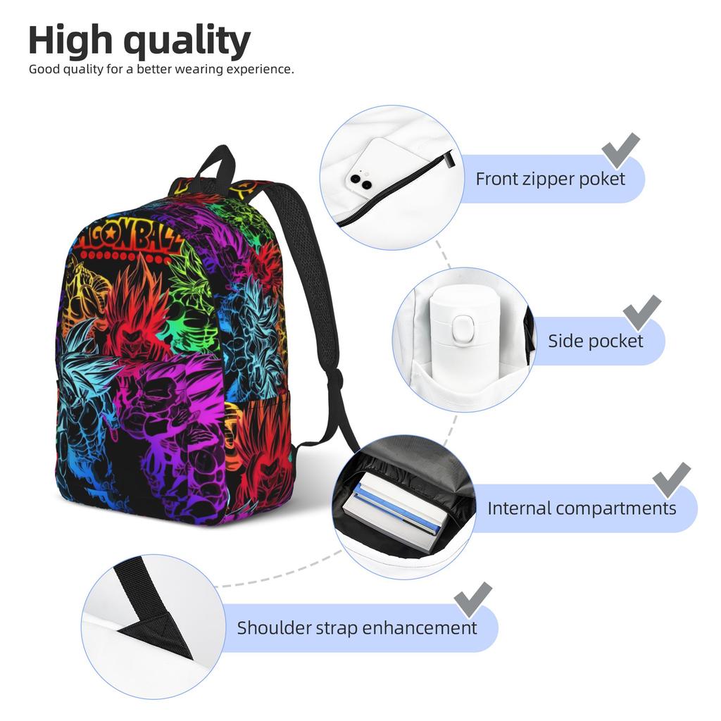 Fashion Dragon Ball Goku Backpack Mochilas Daily School Zipper Closure Rucksack