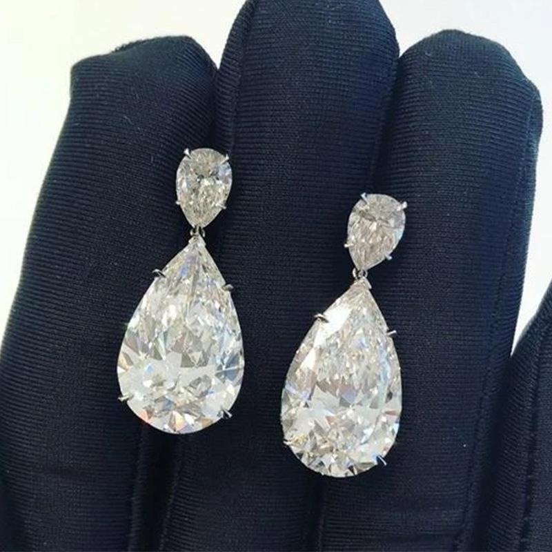 European and American bridal earrings, sparkling micro-zircon wedding dress evening dress accessories, wedding dinner earrings and earrings.