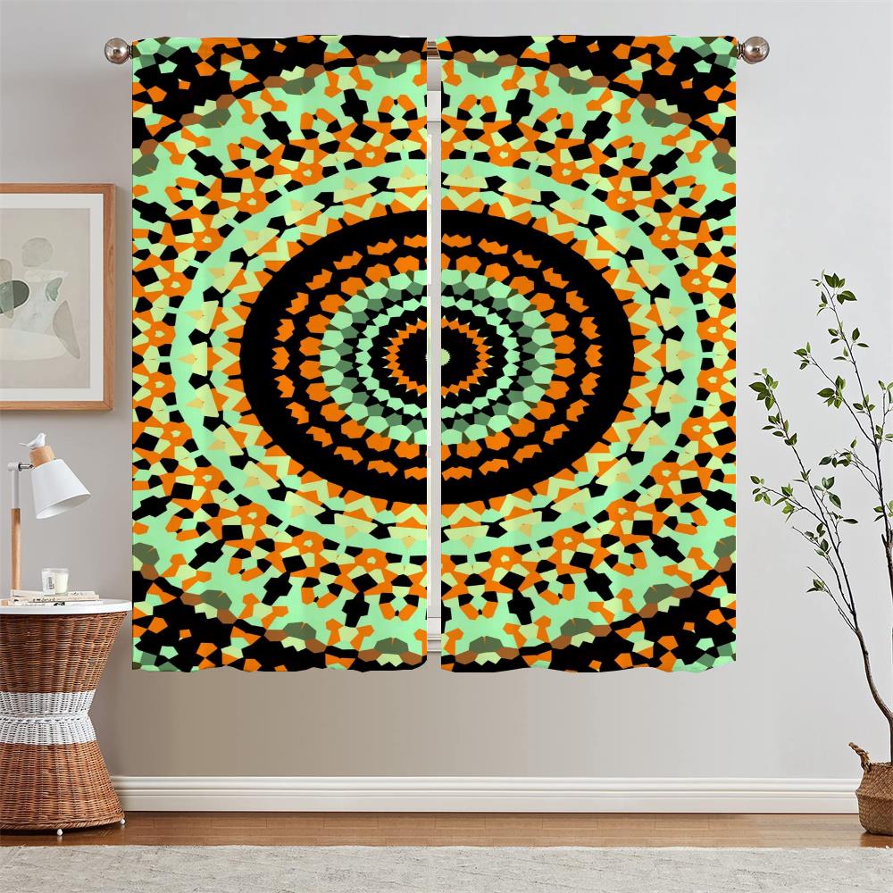 Trippy Vibrant Mandalas Kitchen Curtains for Bedroom Decoration Curtains Living Room Window Curtain Tiebacks Tulle In Kitchen