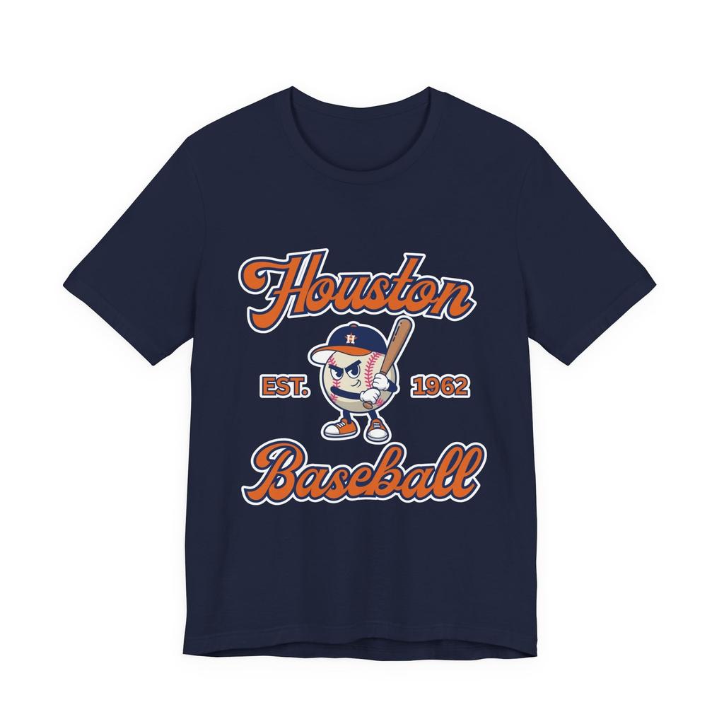 Retro Houston Baseball T-Shirt Vintage Stil Maskottchen T-Shirt Teamfarben