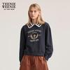 Teenie Weenie Women's Preppy Letter Embroidered Lapel Sweatshirt