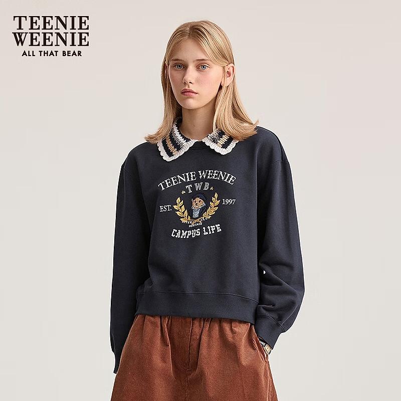Женский свитшот Teenie Weenie в стиле преппи с вышивкой букв на лацкане S