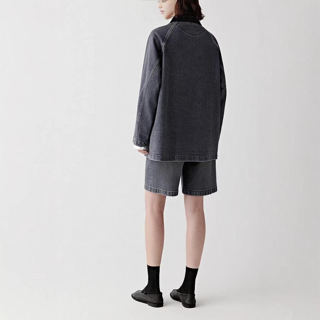 Women's Spring 2026 Stretch Cotton Lapel Denim Jacket