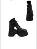 Johnature Vintage Thick Sole Sandals Boots Women Peep Toe Genuine Leather Comfort Heightening Platform Shoes