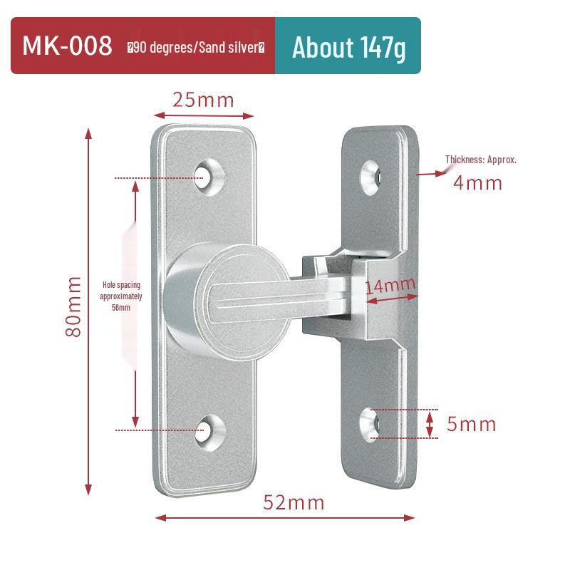 Zăvor luminos pentru ușă de baie, fără găurire