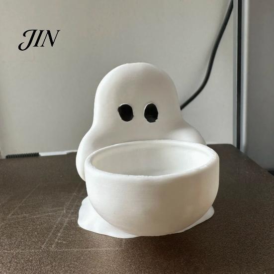 Ghost Themed Home Decoration Halloween Candle Holder, Cute 3D Printed Tea Light Holder for Stable Tealight Display Stand Scented Candles, Small