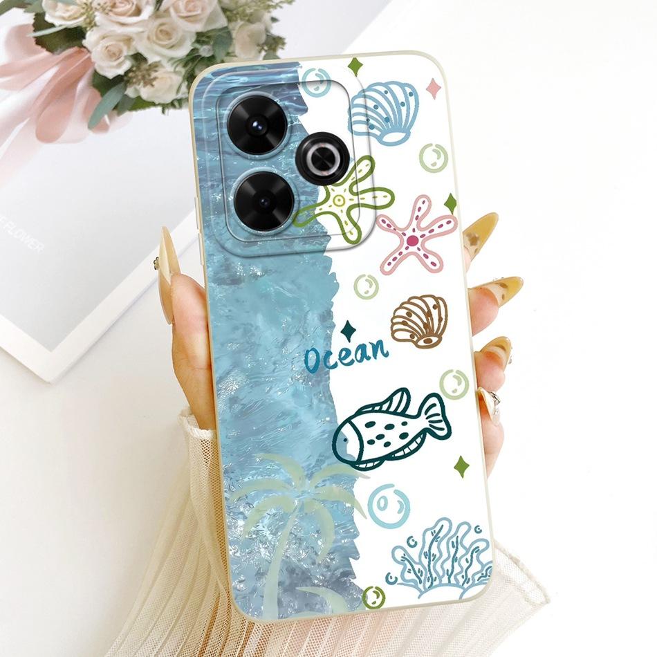For Xiaomi Redmi 13X Cute Cat Flower Cartoon Phone Case For Redmi 13X Shockproof Soft Silicone Covers Bumpers