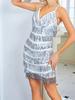 European and American women's summer dress, sexy hip-wrapped sequined fringed short skirt, nightclub suspender skirt