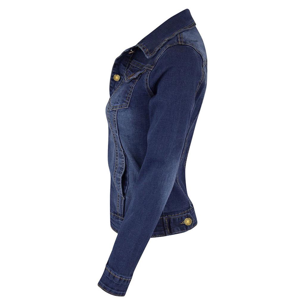 Women's Casual  Coat Long Sleeve Pocket Button Denim Jacket Coat
