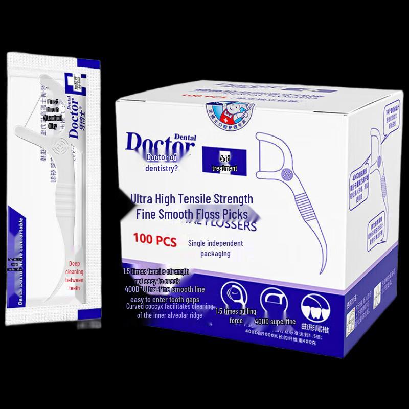 DR. Zahn Ultrafeine einzeln verpackte Zahnseide-Sticks, 100 Stück