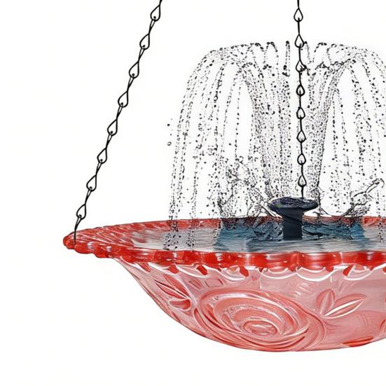 Solar Cascade Fountain Birdbath Solar Powered Fountain Bird Bath Hanging Glass Bowl Birdbath Attracts Wild Birds Hummingbirds for Outdoor Garden Yard
