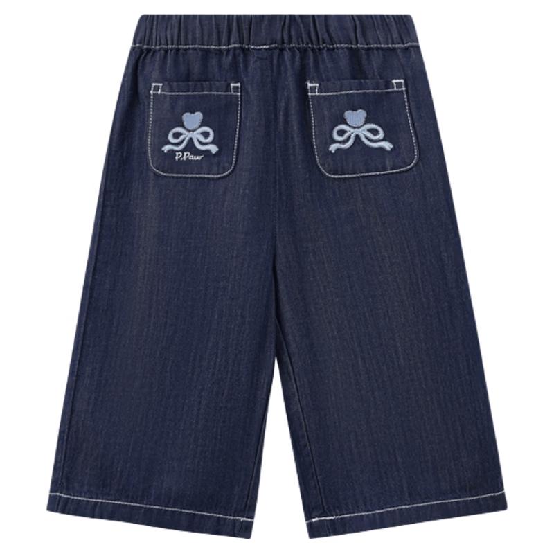 PawinPaw Girls' Cartoon Bear Loose Denim Jeans