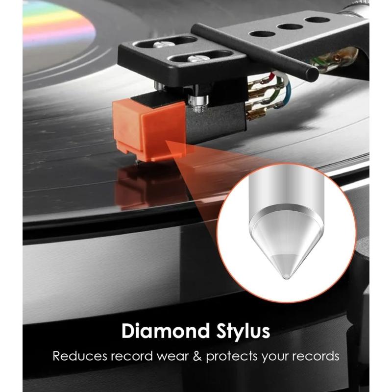 Turntable Needle Diamonds Styluses with Cleaning Brush Phonograph Maintenance Part Record Player Needle for Players