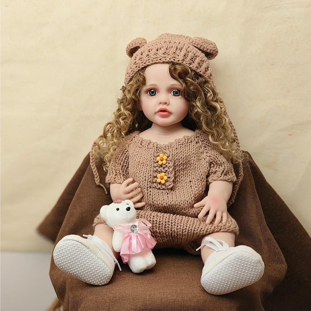 

22-дюймовая кукла-новорожденная девочка, подарок, модная кукла, розовая юбка, реалистичная, мягкая на ощупь, силиконовая кукла для детской игрушки