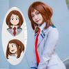 Eileen My Hero Academia Uraraka Ochako Wig, Heat-Resistant, Disguise Wig, Anime Wig, School Festival Wig, Net Included