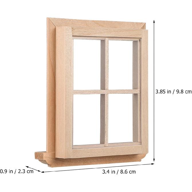 2pcs 1:12 Dollhouse Windows,Miniature Wooden Windows Furniture Acessories Mini Wooden Window Scene Accessory for Craft Dollhouse Home Furniture