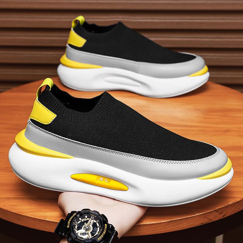 Men Socks Breathable Mesh Running Shoe Summer Sports Shoes Black Slip-On Slip-Ons Men's Casual Driving Shoe Suitable for Outdoor